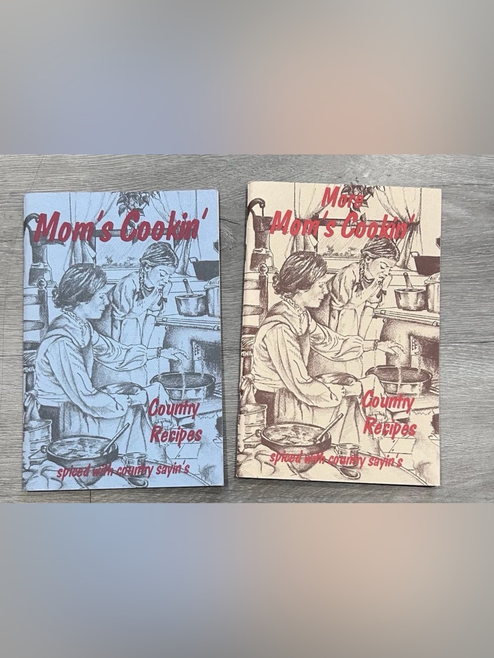 Vtg Mom's Cookin' & More Mom's Cookin' Country Recipes Ozark-Maid Cookbook